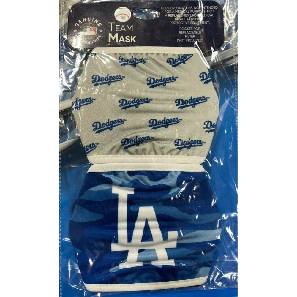 Los Angeles Dodgers Face Mask Washable Reusable 2 Pack Adj Official by Foco NEW